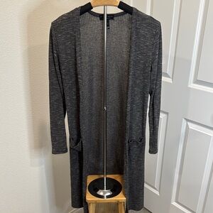 Gray Open Front Cardigan